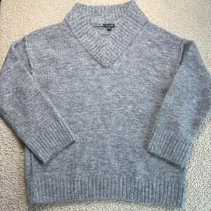 Oversized Sweater Wool Blend V-Neck Grey Wild Fable XS NWT